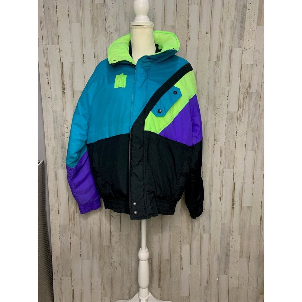 Vintage Inside Edge Unisex Windbreaker Jacket Multicolor Size Medium Retro 80s‎